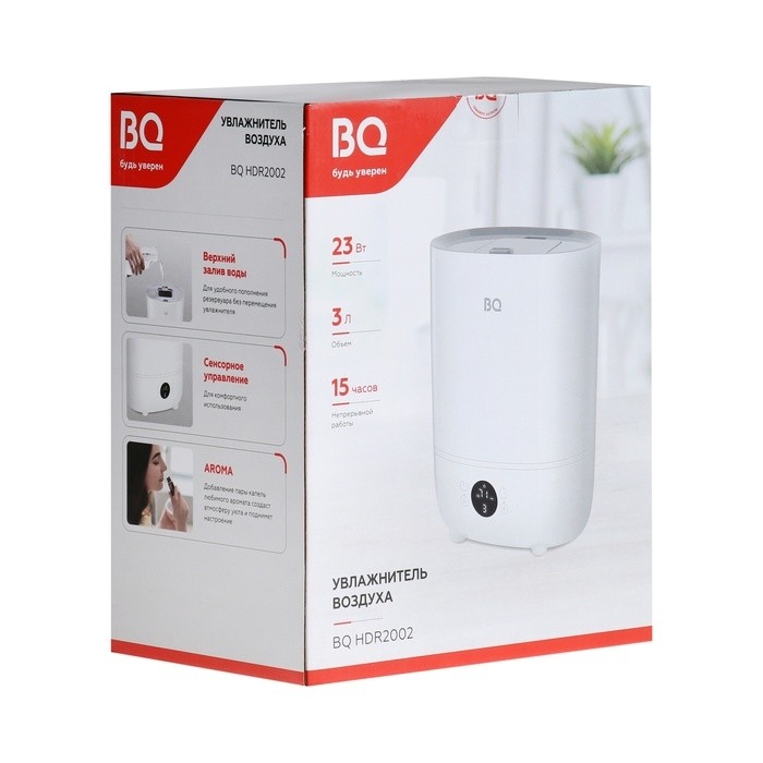 Увлажнитель воздуха BQ HDR2002, ультразвуковой, 23 Вт, 3 л, до 10-20 м², белый