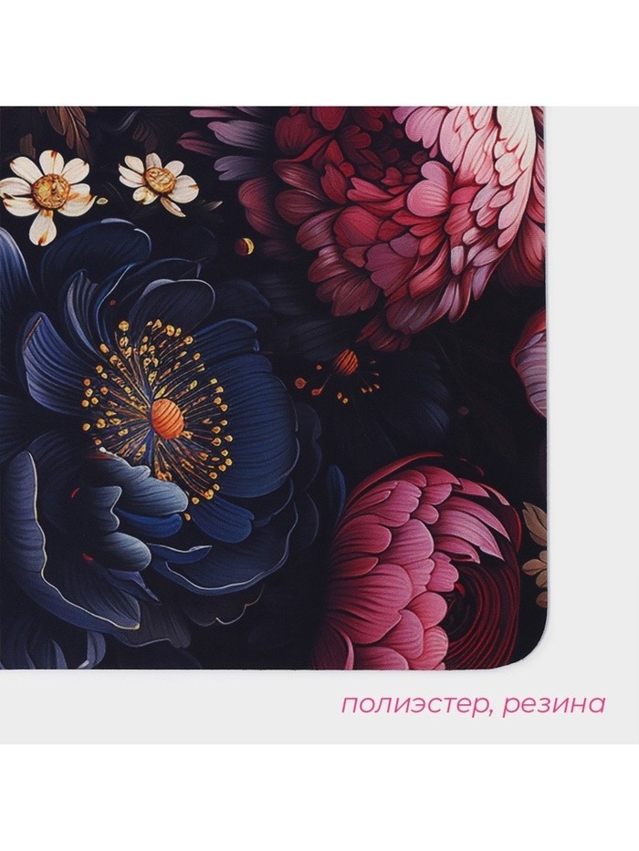 Коврик для дома Доляна Black Flowers, влаговпитывающий, 40×60 см