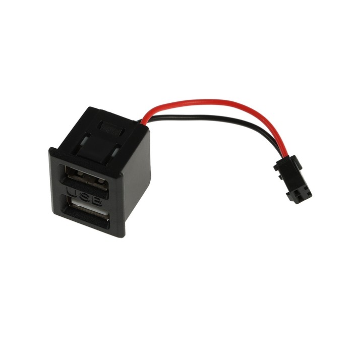 Разъём 2 USB с проводом 10 см CARTAGE, 2 pin, 2.1 А, 5 В, чёрный