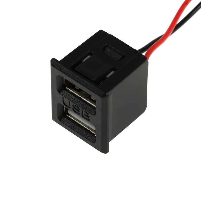 Разъём 2 USB с проводом 10 см CARTAGE, 2 pin, 2.1 А, 5 В, чёрный