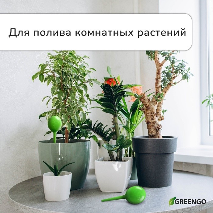 Автополив для комнатных растений, h=28 см, 380 мл, пластик, набор 2 шт., зелёный, Greengo (Цена за 2 шт.)