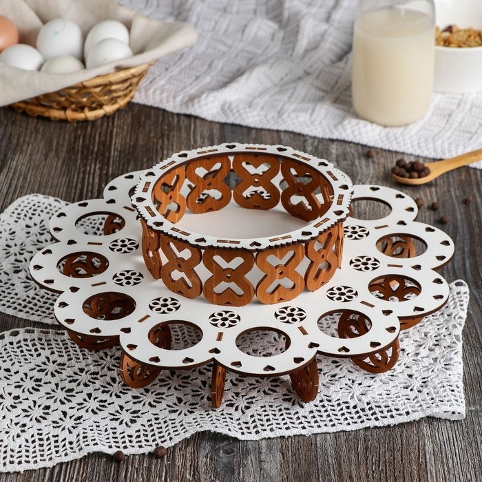 Подставка деревянная для кулича и яиц пасхальная Доляна, 12 ячеек, 29×29×10 см