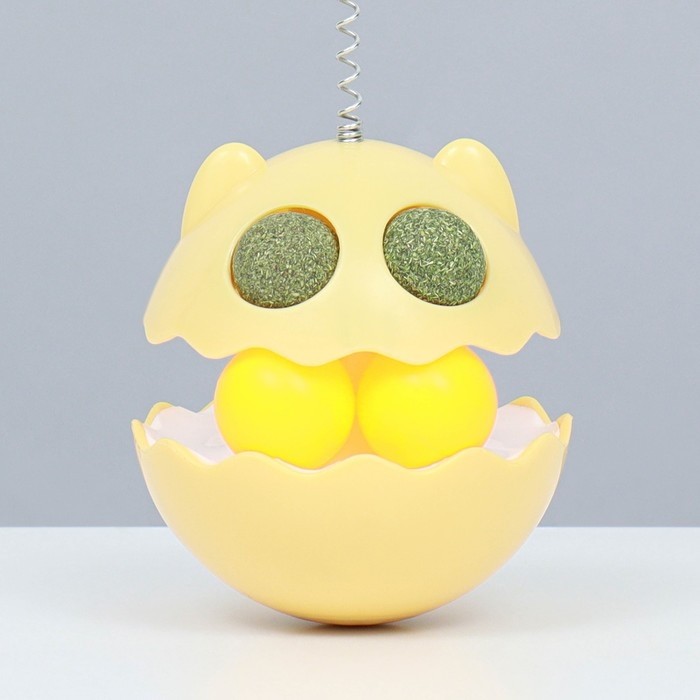Игрушка-неваляшка с кошачьей мятой и пером, 9,5 см, синяя