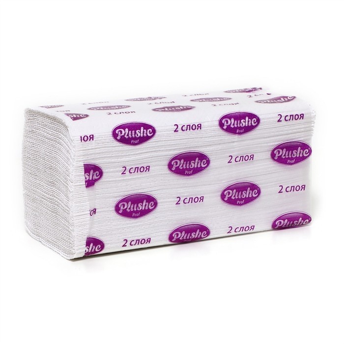 Полотенца бумажные V-сложения Plushe, 15 г.м2, 2 слоя,150 листов (Цена за 14 шт.)