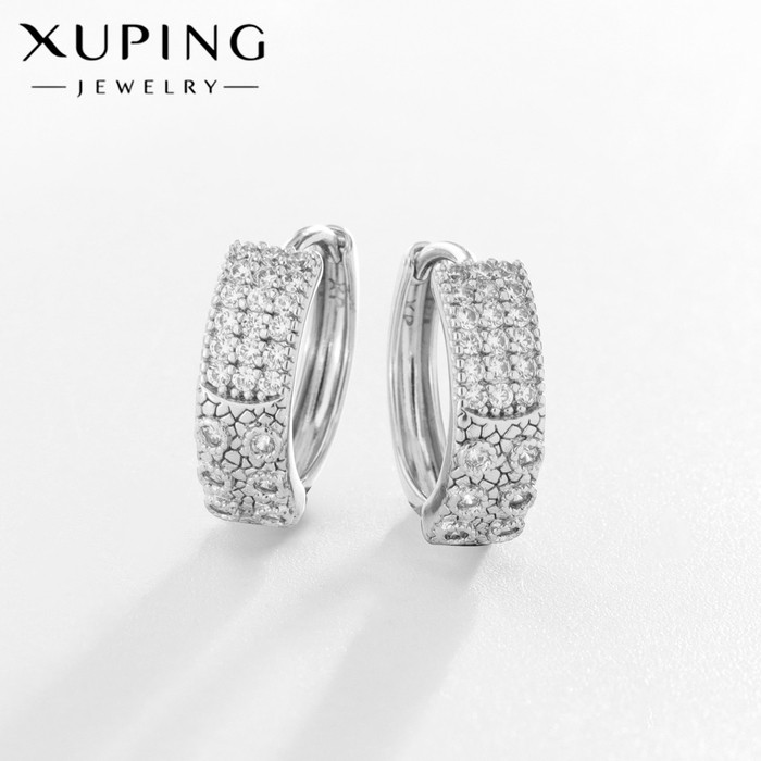 Серьги кольца XUPING созидание, белые в серебре, d=1.5 см