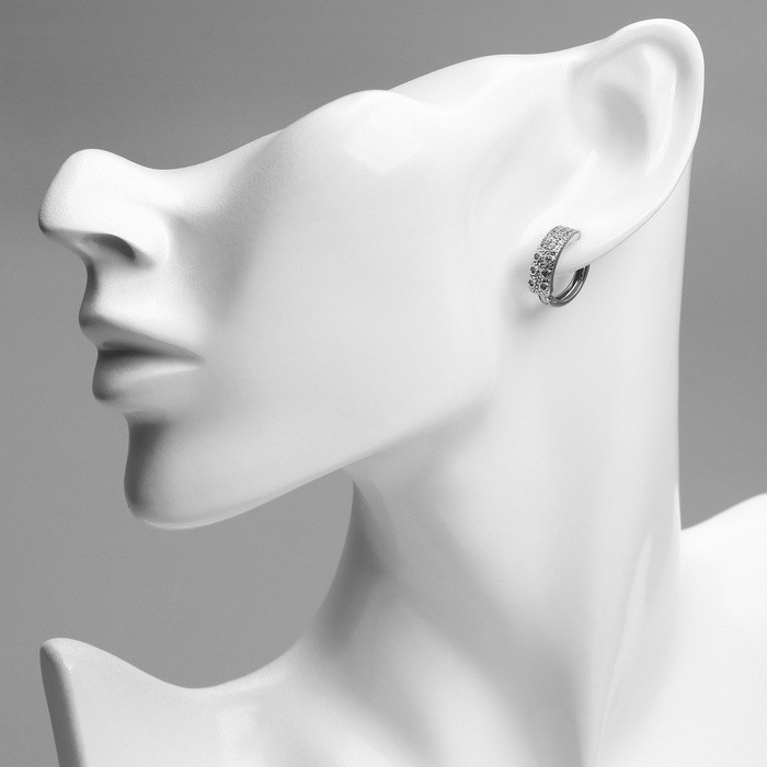 Серьги кольца XUPING созидание, белые в серебре, d=1.5 см