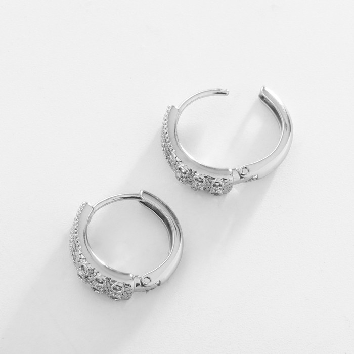 Серьги кольца XUPING созидание, белые в серебре, d=1.5 см