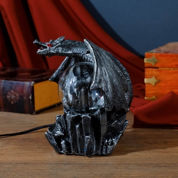 Плазменный шар 7421135G черный с серебряной патиной 15×15×17.5 см