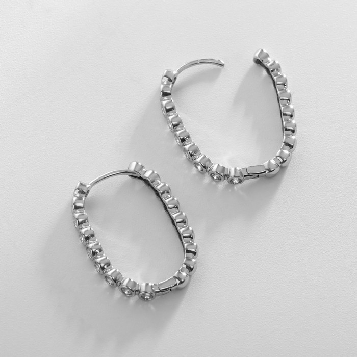 Серьги кольца XUPING переплетение красоты, белые в серебре, d=2.5 см