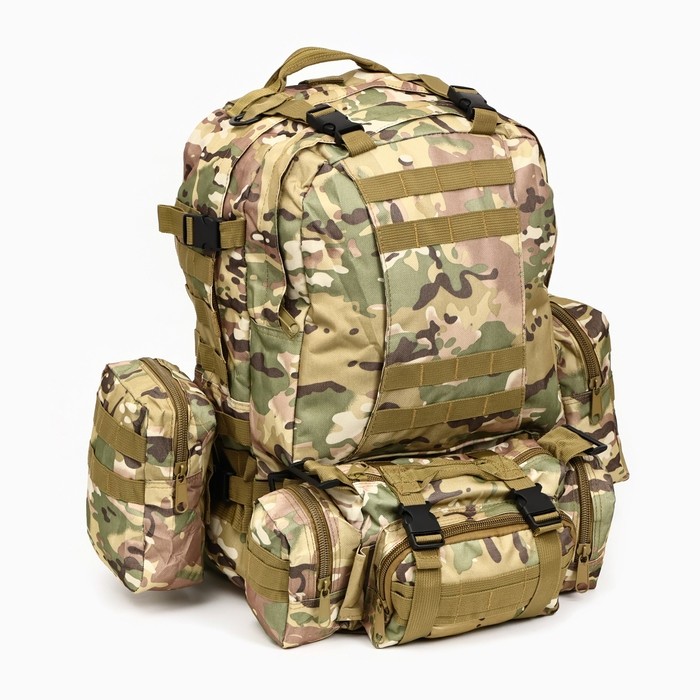 Рюкзак тактический туристический Storm tactic, 50 л, с карманами, расцветка мультикам, бежевый