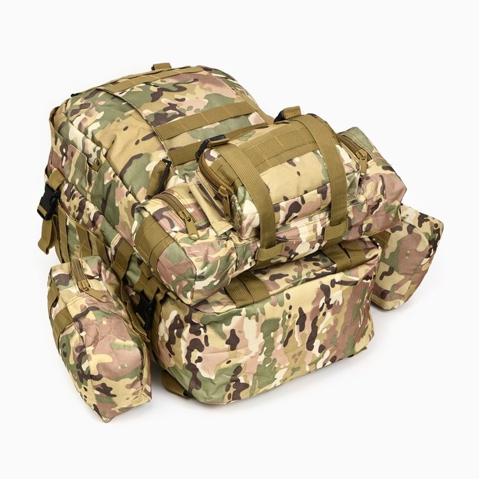 Рюкзак тактический туристический Storm tactic, 50 л, с карманами, расцветка мультикам, бежевый