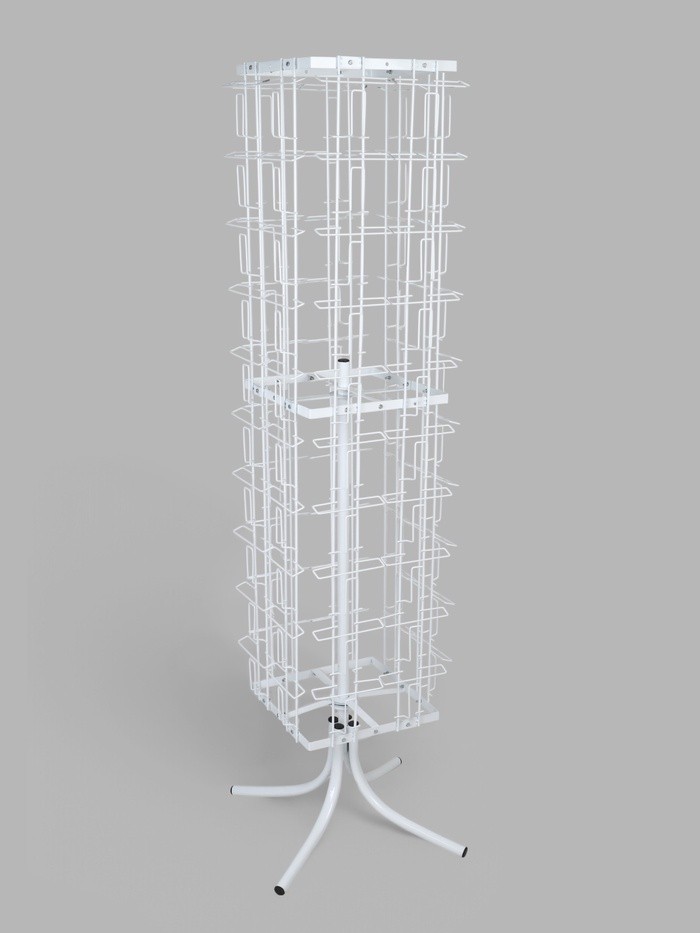 Стойка вращающаяся для открыток, напольная, 80 карманов А5, 45×45×180 см, цвет белый