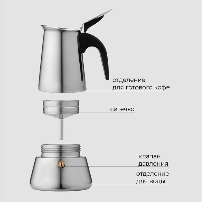 Кофеварка гейзерная Magistro Classic, на 9 чашек, 450 мл, индукция, нержавеющая сталь