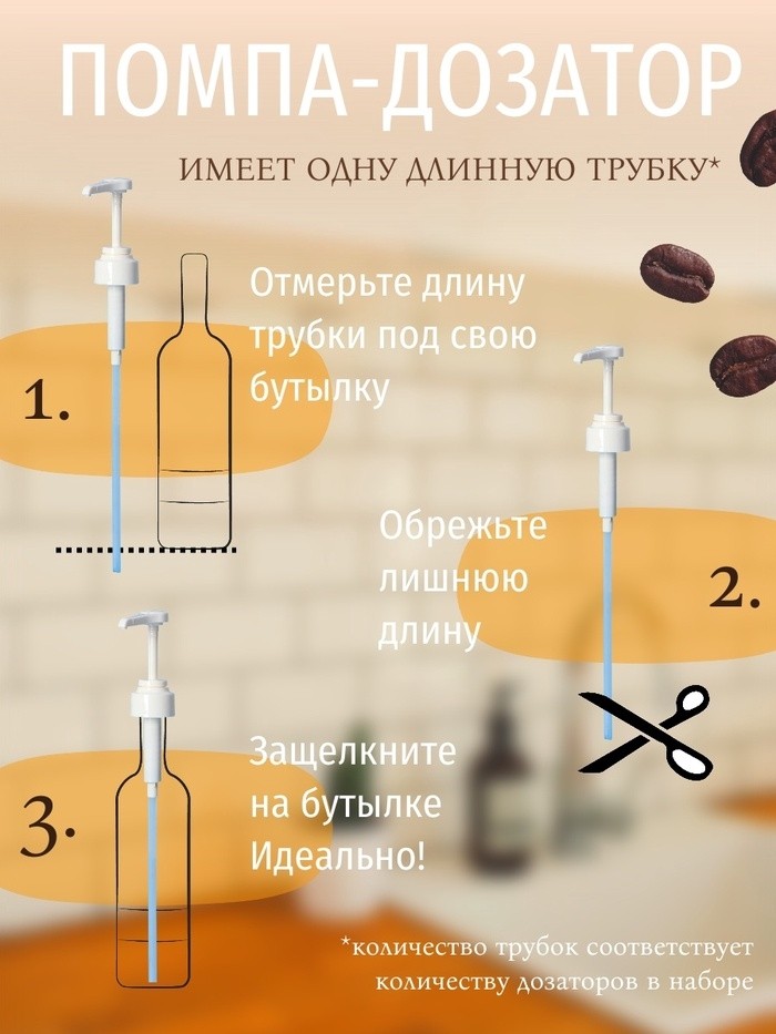 Набор помпа - дозатор для сиропа, белая, универкальная 3 шт., (31-32 мм), 10 мл