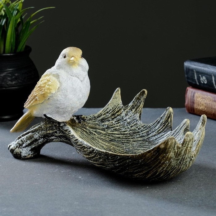 Подставка для мелочей «Лосиный рог с птичкой», 28×15×14 см