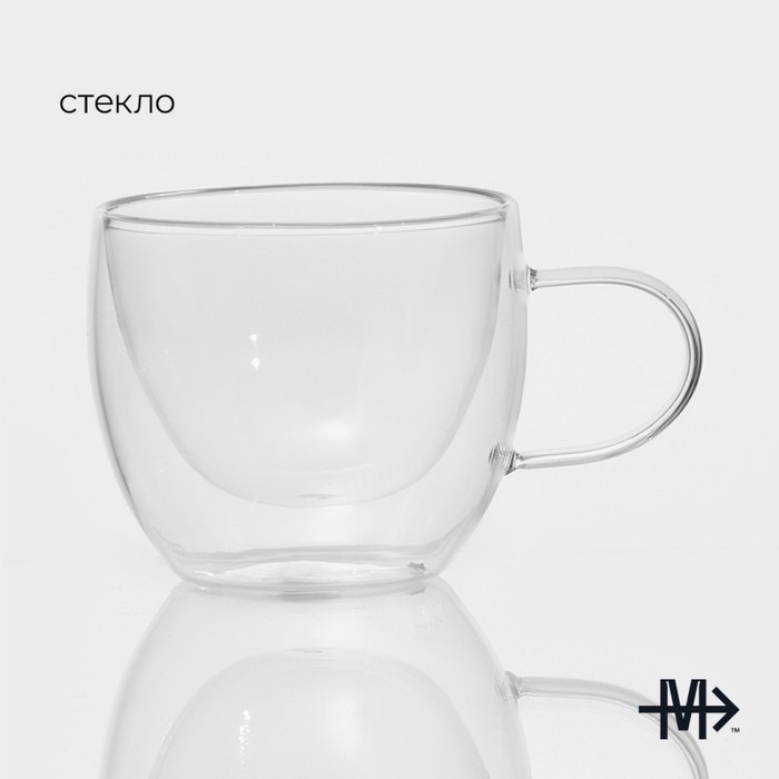 Кружка с двойными стенками Magistro «Дуо», 200 мл, 12×8.5×7.5, стекло