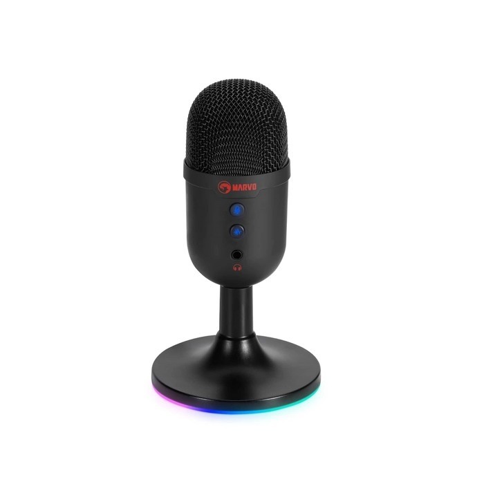 Микрофон Marvo MIC-06 BK, проводной, настольный, динамический, всенаправленный, AUX, кабель USB 1,8 м, чёрный