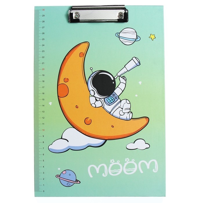 Планшет с прижимом формат А4 картон "Космонавт", МИКС (Цена за 4 шт.)