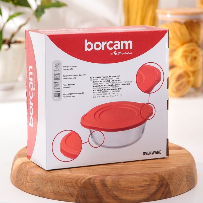 Форма для запекания из жаропрочного стекла Borcam, 2,1 л, с крышкой