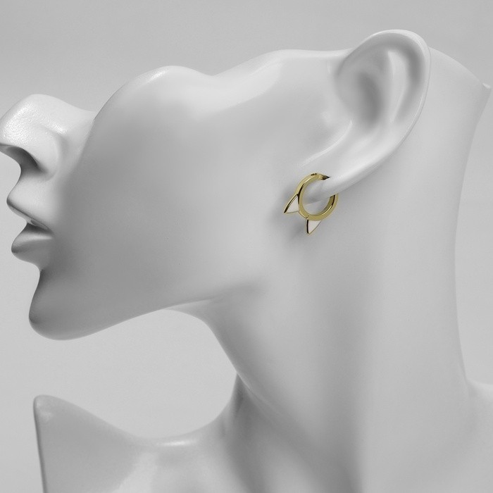 Серьги-кольца XUPING кошечка, белые в золоте, d=1.6 см