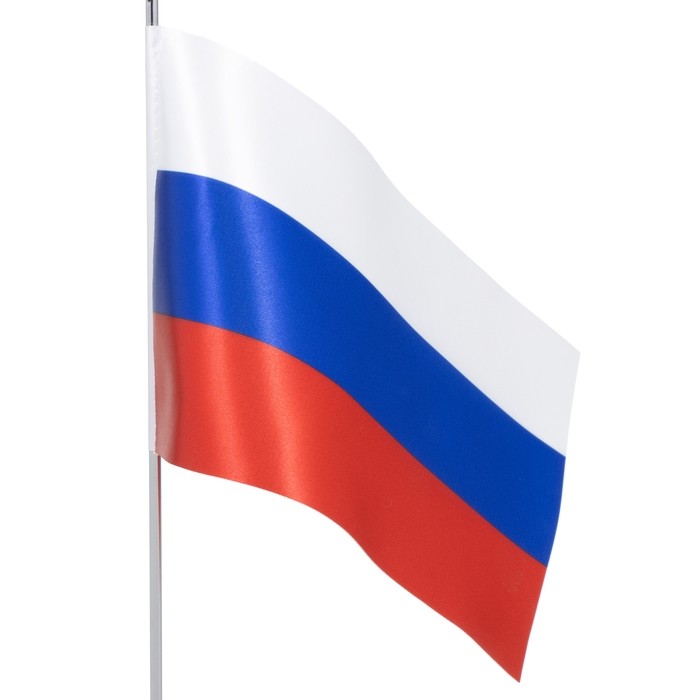 Флагшток настольный с флагом России, круг 2×7 см, 30×7 см, серебро