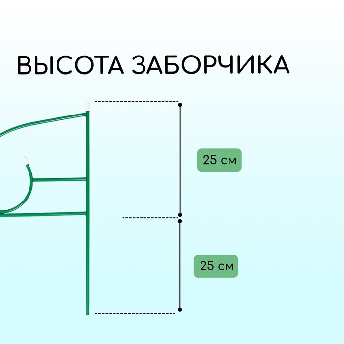 Ограждение декоративное, 50×295 см, 5 секций, металл, зелёное, «Классик 2»