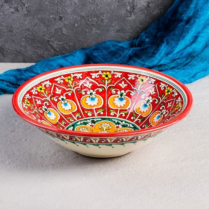 Супница Риштанская Керамика, 2 л, d=28 см, керамика, красная