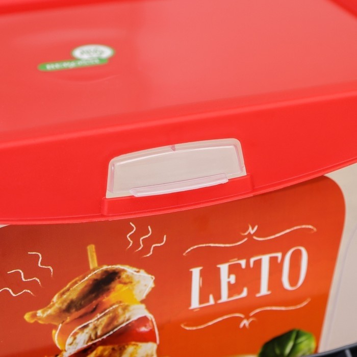 Контейнер для шашлыка c ручкой BEROSSI Leto, 6 л, пластик, прозрачный, крышка красная
