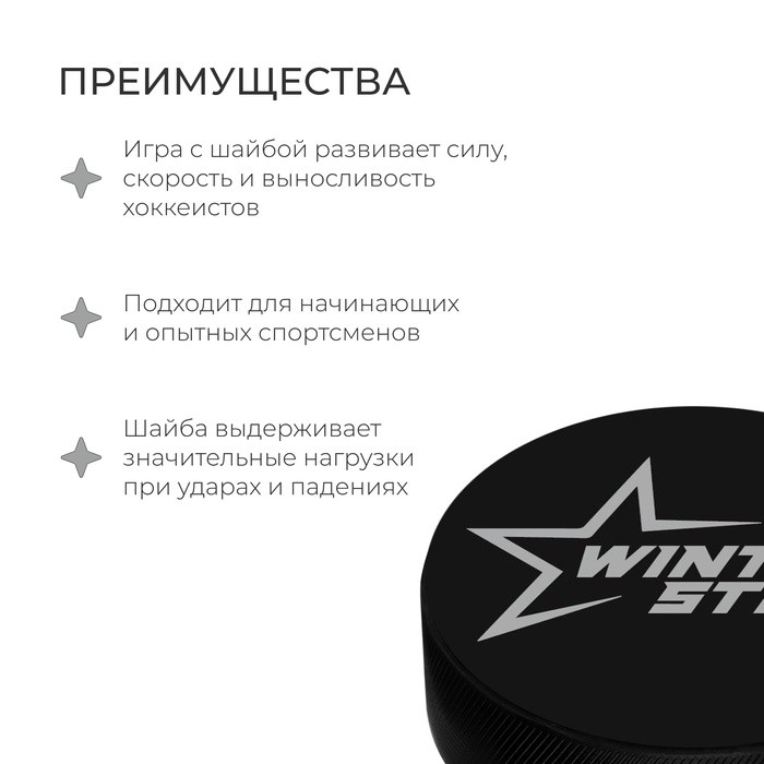 Шайба хоккейная Winter Star, детская, d=6 см