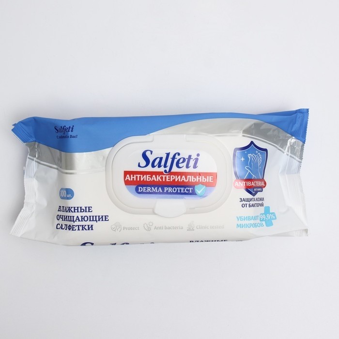 Влажные салфетки Salfeti, антибактериальные, 100 шт. (Цена за 2 шт.)