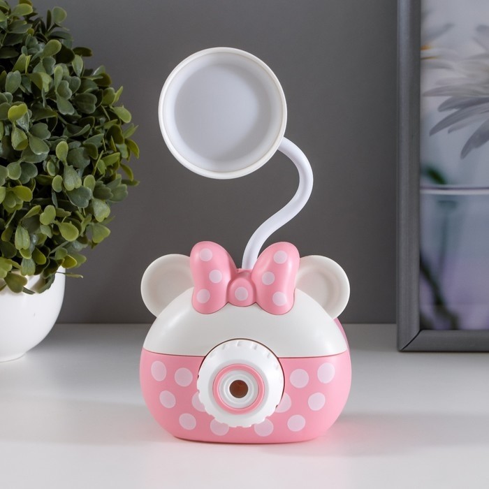 Лампа настольная RISALUX «Гамми», LED, 2 режима, 2 Вт, USB, точилка, розовый, 11.7×7×12 см