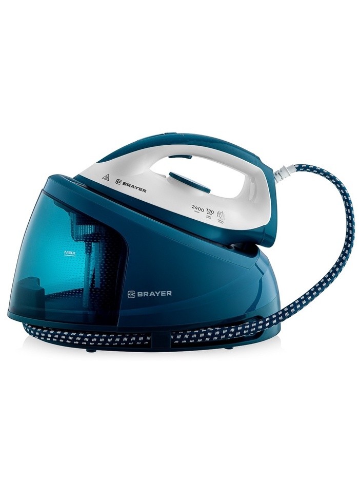 Парогенератор BRAYER 4156BR, 1200 мл, вертикальное отпаривание, 2400 Вт, 6 бар, керамическая подошва, синий