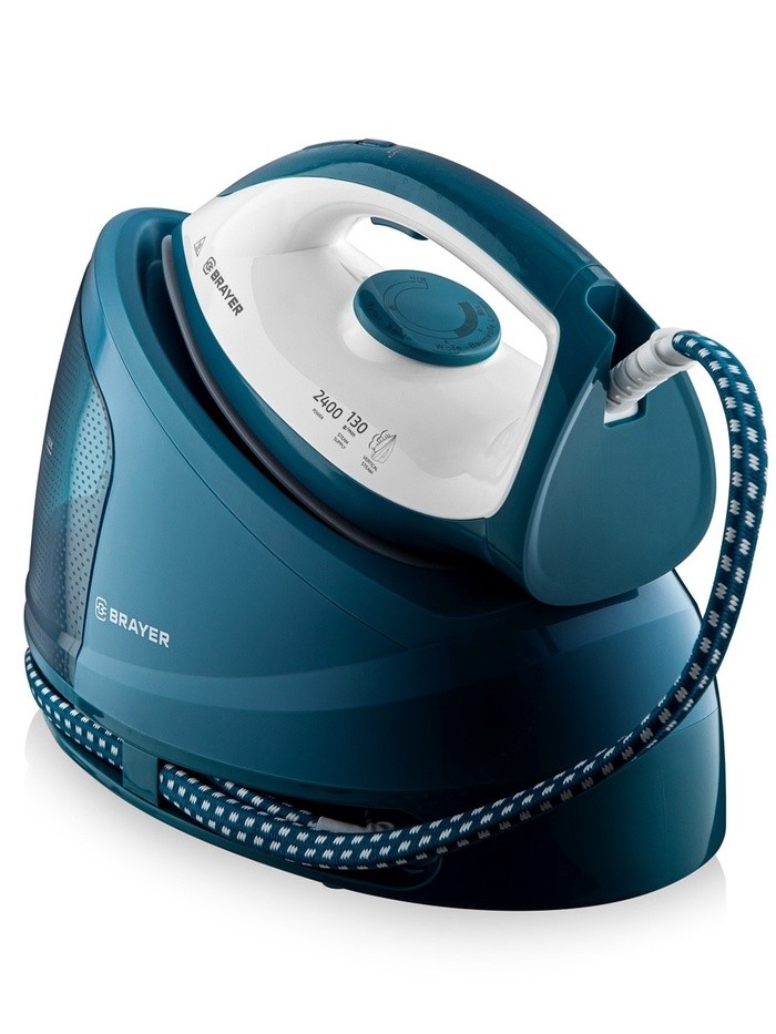 Парогенератор BRAYER 4156BR, 1200 мл, вертикальное отпаривание, 2400 Вт, 6 бар, керамическая подошва, синий