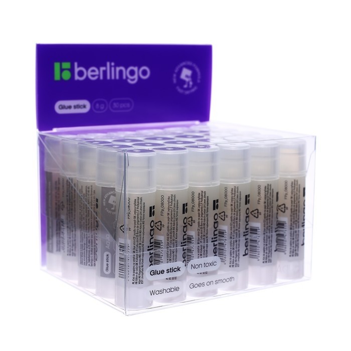 Клей-карандаш ПВП 8 г Berlingo, прозрачный (Цена за 2 шт.)