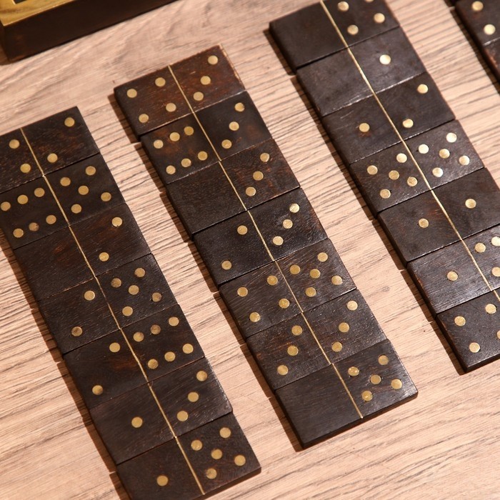 Игра настольная «Домино», в коробочке, 20×7×3 см, манговое дерево