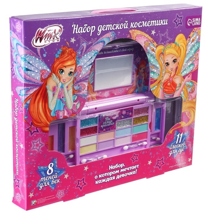 Детская косметика «Ты самая красивая» WINX, в наборе 8 теней, 11 блесков для век