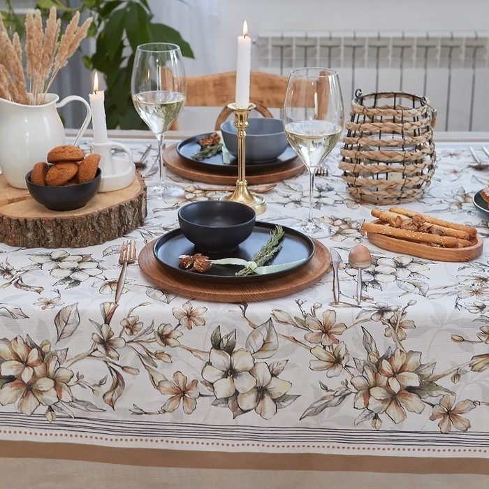 Скатерть "Этель" Floral mood 220х147 см, 100 % хлопок, репс 210 гр/м2