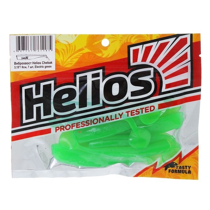 Виброхвост Helios Chebak Electric green, 8 см, 7 шт. (HS-3-007)