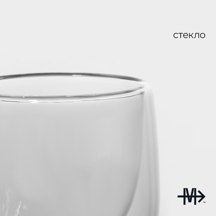 Стопка-шот с двойными стенками Magistro «Поль Квадро», 80 мл, 7.5×8 см, стекло, прозрачный