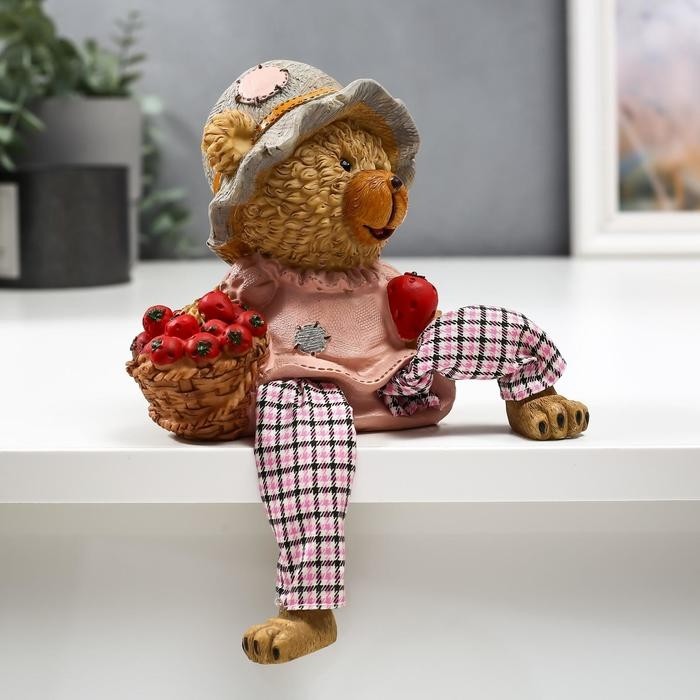 Фигурка полистоун «Медвежонок с яблоками», длинные ножки, 23.5×10.5×8 см, МИКС