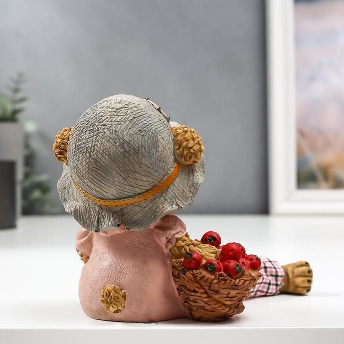 Фигурка полистоун «Медвежонок с яблоками», длинные ножки, 23.5×10.5×8 см, МИКС