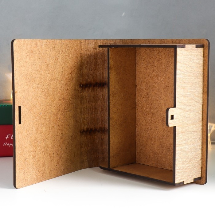 Новогодняя деревянная шкатулка-книга «Дедушка» 14×12х5 см