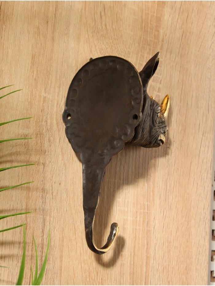 Крючок «Носорог», 14×7×11 см, бронза