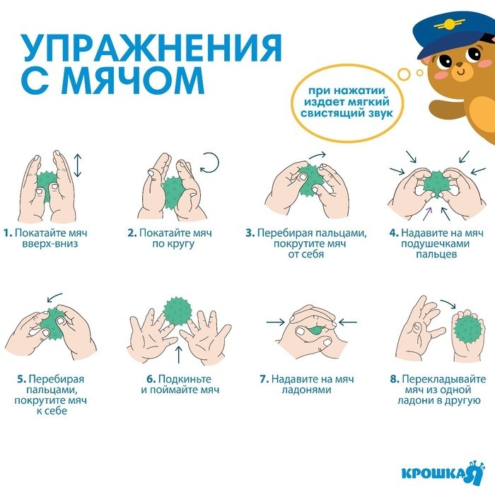 Тактильные мячики с пищалкой «Паровозик», 5 шт., Крошка Я