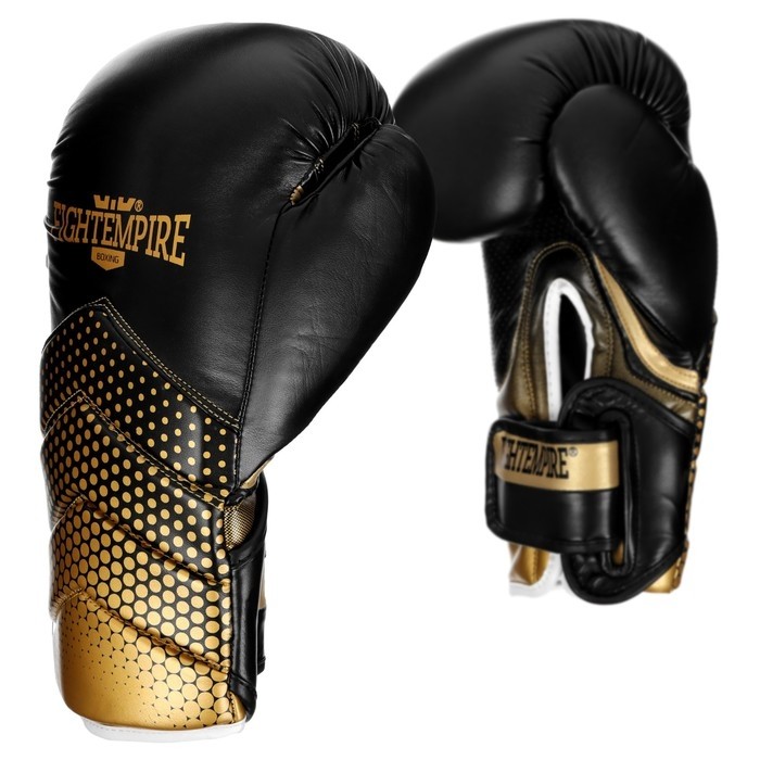 Перчатки боксёрские FIGHT EMPIRE, CLINCH, чёрно-золотые, размер 12 oz
