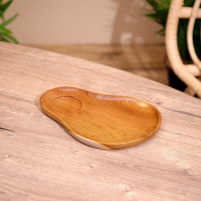 Блюдо для подачи закуски и соуса, 18×1.5×25 см, тиковое дерево