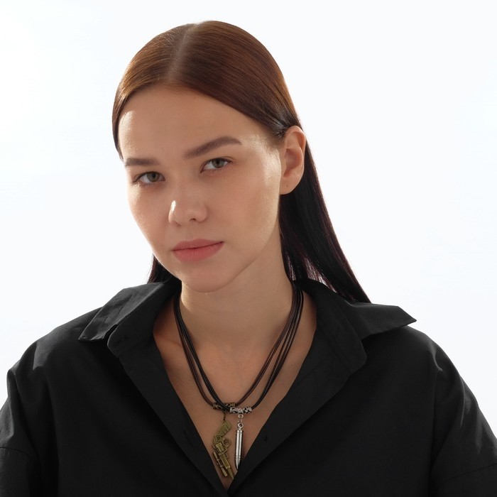 Кулон ассорти «Неразлучники» пистолет и пуля, цветной на чёрном шнурке, 45 см