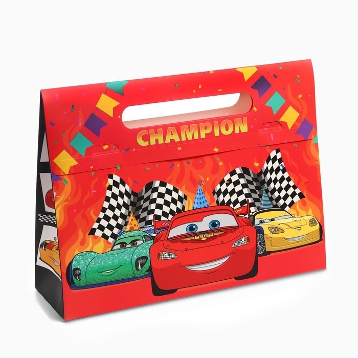 Пакет подарочный-коробка Champion, подарочная упаковка, 40×30×12 см, Тачки