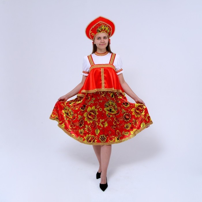Русский народный костюм женский «Хохлома», р. 52-54, рост 170 см