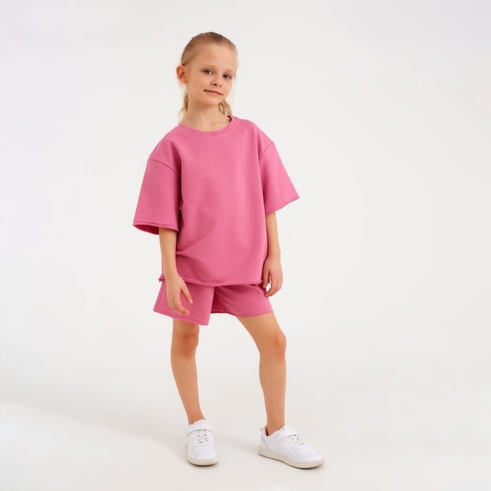 Костюм детский (футболка, шорты) MINAKU: Casual Collection, пудровый, рост 104 см